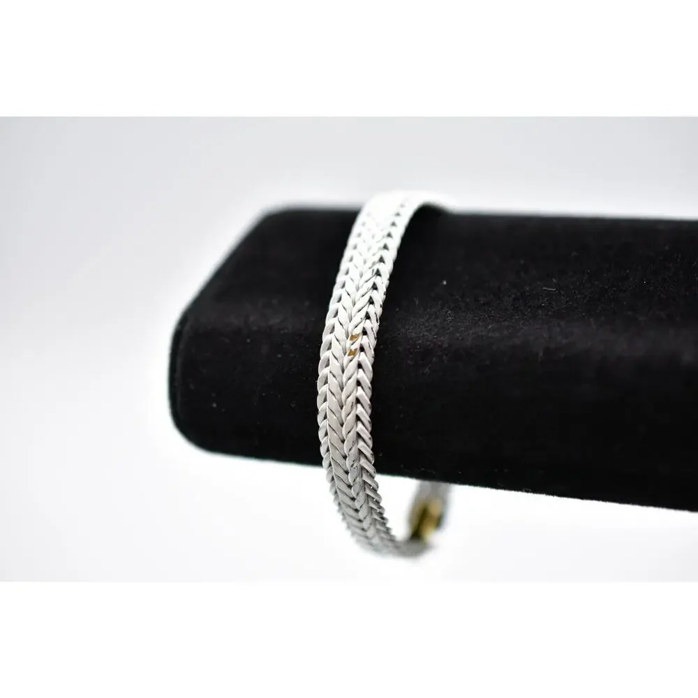 Monet Signed Vintage Bracelet Thick White Painted Linked Chain 6.75